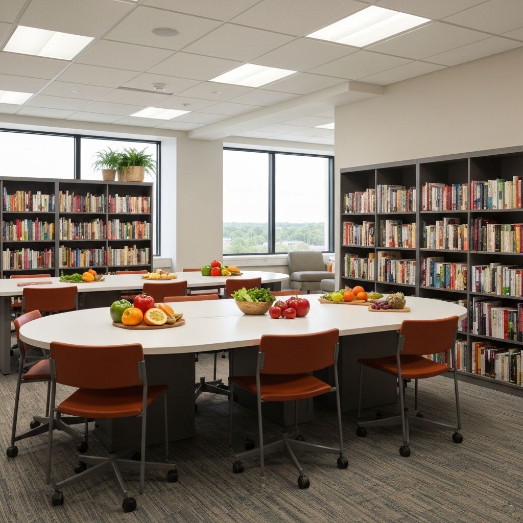 Professional educational setting with nutritional science materials